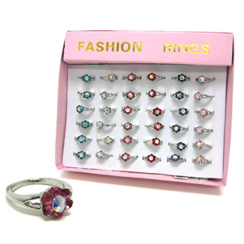 rhinestone flower ring